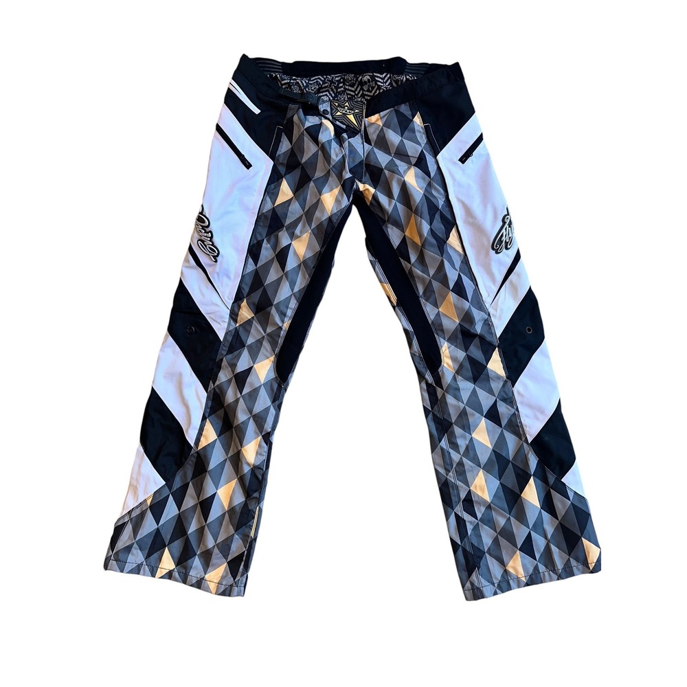 Fly Racing Kinetic Boot Cut Motocross Pants Black Grey Harlequin Mens Size 40